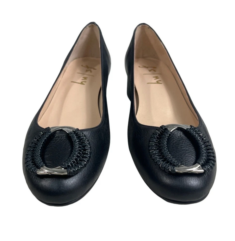 French Sole NY 女式黑色皮革 Henny 坡跟高跟鞋 6B 码 - 全新 — 第 2/4 张图片