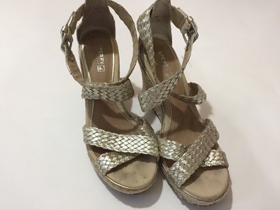 Sperry Top Sider Gold Leather Braided Wedge Strappy Sandals Shoes 8 M Nice! | eBay
