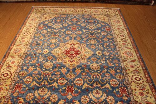 HAND-MADE_FINE-QUALITY-6X9 BLUE COLOR rug Made out of Natural Wool Natural Dyes - Picture 5 of 12
