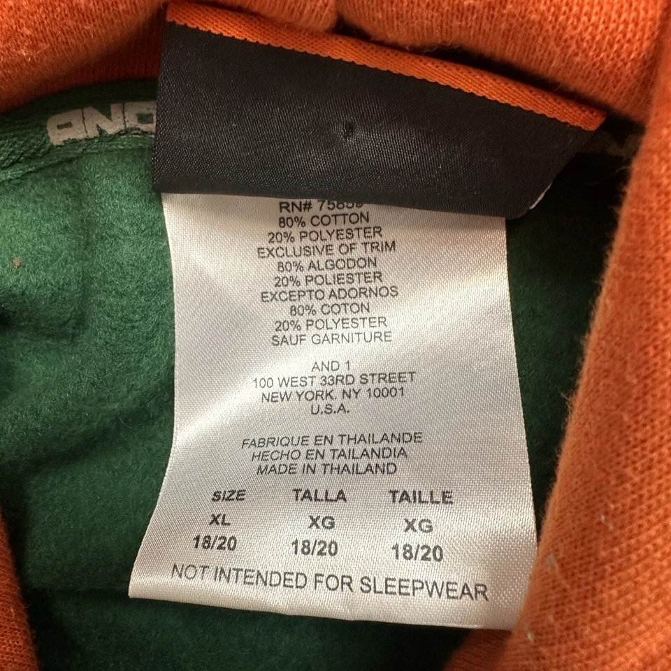 Sudadera con Capucha Vintage AND1 Para Hombre Mediana Verde Baloncesto Años 90 Y2K Bordada Foto 4 de 4
