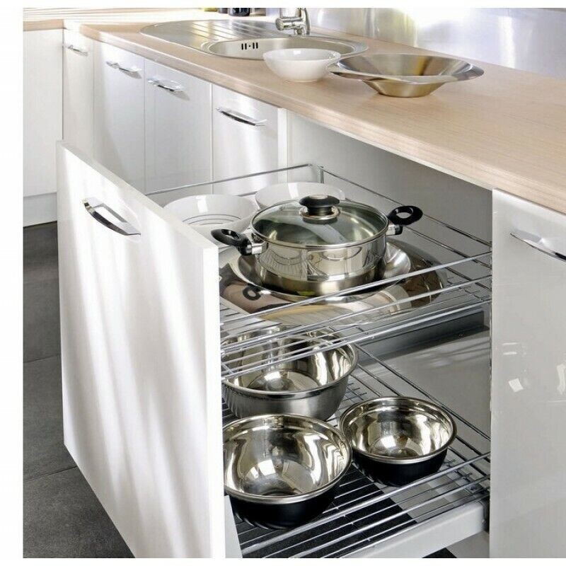 Carrello Cestello Portabottiglie Estraibile base 30 cm per Mobile da Cucina