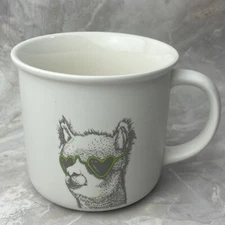 Eco One Coffee Cup Liama With Green Heart Shape Glasses  Mug Cool Animal Tea