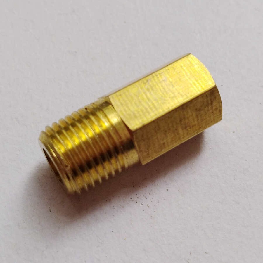 Brass Pipe Adapter - 1/16" Female NPT To 1/8" Male NPT - For Water, Oil, Gas Lines