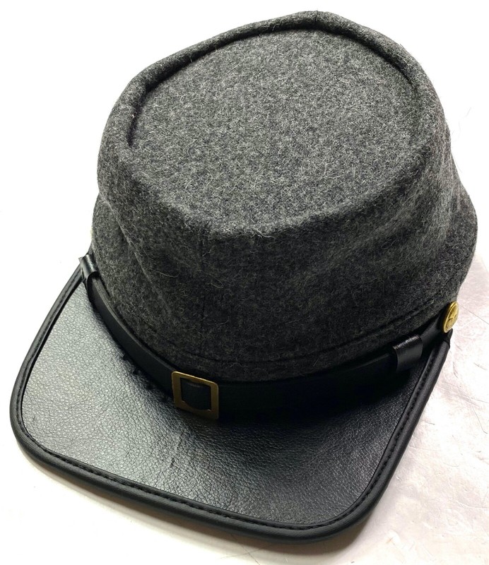 CIVIL WAR CSA CONFEDERATE DARK GREY WOOL KEPI FORAGE CAP HAT-LARGE