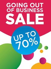 Going Out of Business Sale, 70 Retail Window Display Sign 18"W x 24"H