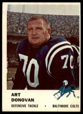 1961 Fleer Art Donovan NM Baltimore Colts #39 *Noles2148*