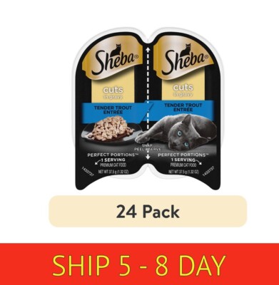 (24 pack) Sheba Wet Cat Foo ....Tender Trout Entree, 2.6 oz Twin-Pack Tray (w16)