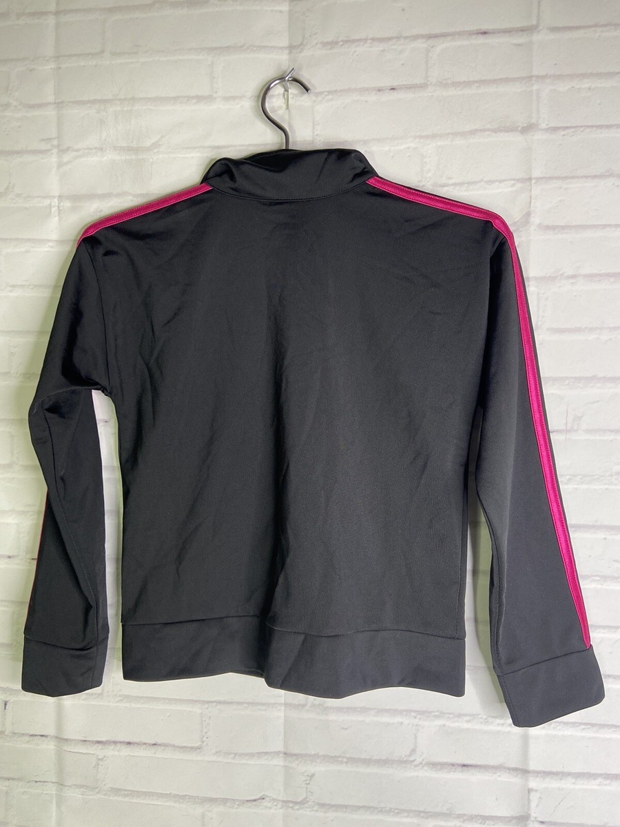 00s adidas track jacket pink × black M Black and Pink Adidas Track Jacket Women's M/L