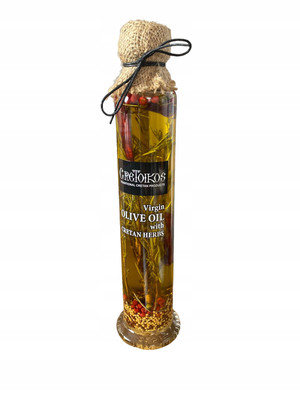 KRETISCHES Kilindriko-Olivenöl (EVOO) mit kretischen Kräutern 200 ml