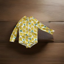 hanna andersson 90 Baby Girls Long Sleeve Swimsuit 3T Lemons By2