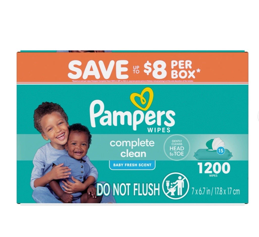 Pampers Baby Clean Wipes Fresh Scent, 15 Pk/1200 Wipes - NEW
Opens in a new window or tab
