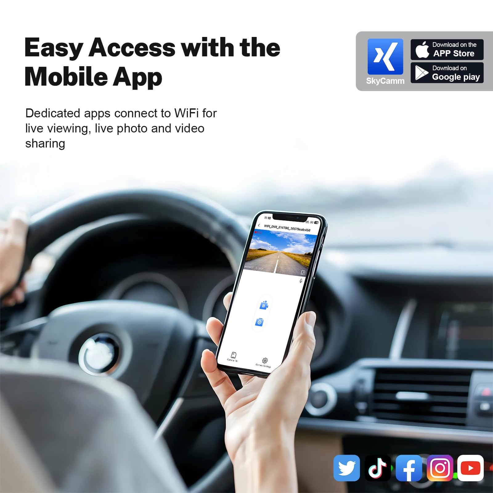 Custom Fit Front 4K & Rear 1080p Dash Cam for 2024-2025 BMW X2, WiFi, App, 128GB