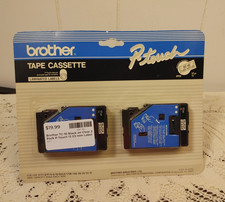 Brother TC-10 Black on Clear 2 Pack P-Touch 12 1/2 mm Label Tape 25 Feet Each