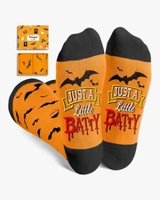 Halloween Socks Teens Kids Orange Bat Knee High Novelty Socks Boys Girls