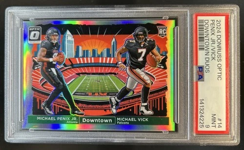 2024 Panini Donruss Optic Michael Penix Jr. Vick Downtown Duos RC SSP #14 PSA 9