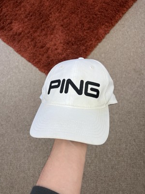 Ping Golf Cap Mütze Einheitsgröße verstellbarer Riemen weiß leicht bestickt