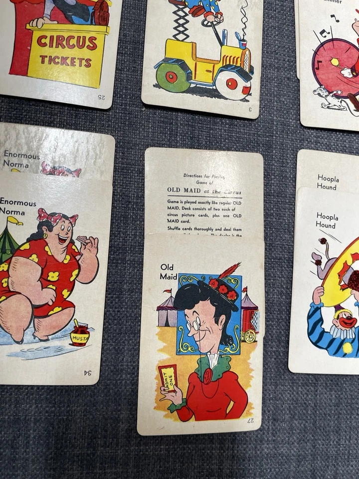 Vintage Card Game Old Maid Circus Edition ED-U-CARDS Inc. COMPLETE SET 36 NO BOX - Image 3 of 4