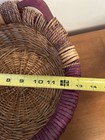 QUALITY Thick 13" Wicker Round Basket Tray Wooden Wood Handles Red Home Decor — photo 4