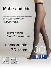 Conte Women's Tights Tulle 30 Den - Classic Matte Tulle Effect Sheer to Waist