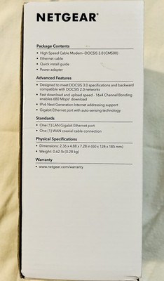 Netgear CM500 High Speed Cable Modem Docsis 3.0