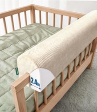 AEOCOO Bed Rail Bumper for Toddlers, Padded Bumper Pad 20cm High, Beige 90cm &ndash; F