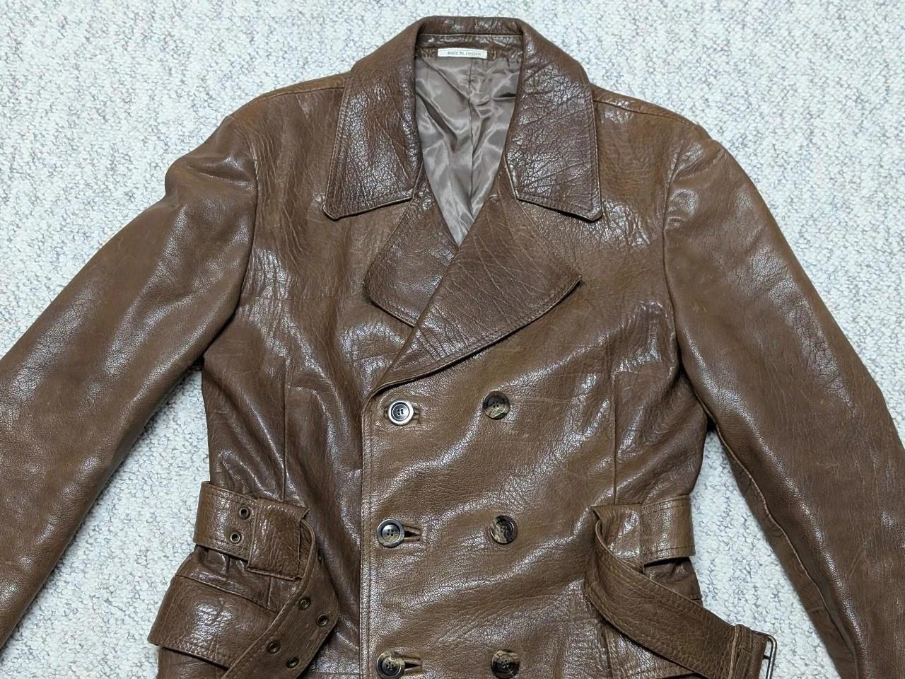 1970s vintage BELTED brown leather 38 trench coat ERICSON overcoat SHERLOCK image 4