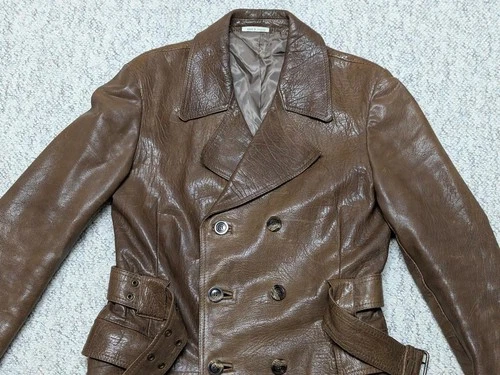 1970s vintage BELTED brown leather 38 trench coat ERICSON overcoat SHERLOCK image 4