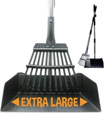 Pooper Scooper for Large Dogs - Heavy Duty Metal Poop Scoop W/Long Handle Tray 