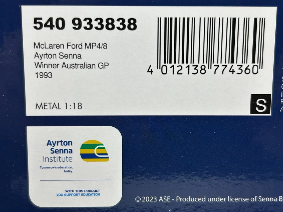 MINICHAMPS 540933838 1993 MCLAREN FORD MP4/8 'DIRTY VERSION' SENNA 1:18 - Image 4 of 4