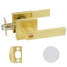 JO.KO Brushed Golden Door Handles,Privacy Door Lever,Keyless Interior Satin B...