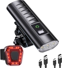 Super Bright Bike Lights for Night Riding, USB Rechargeable Mountain Bicycle Hea