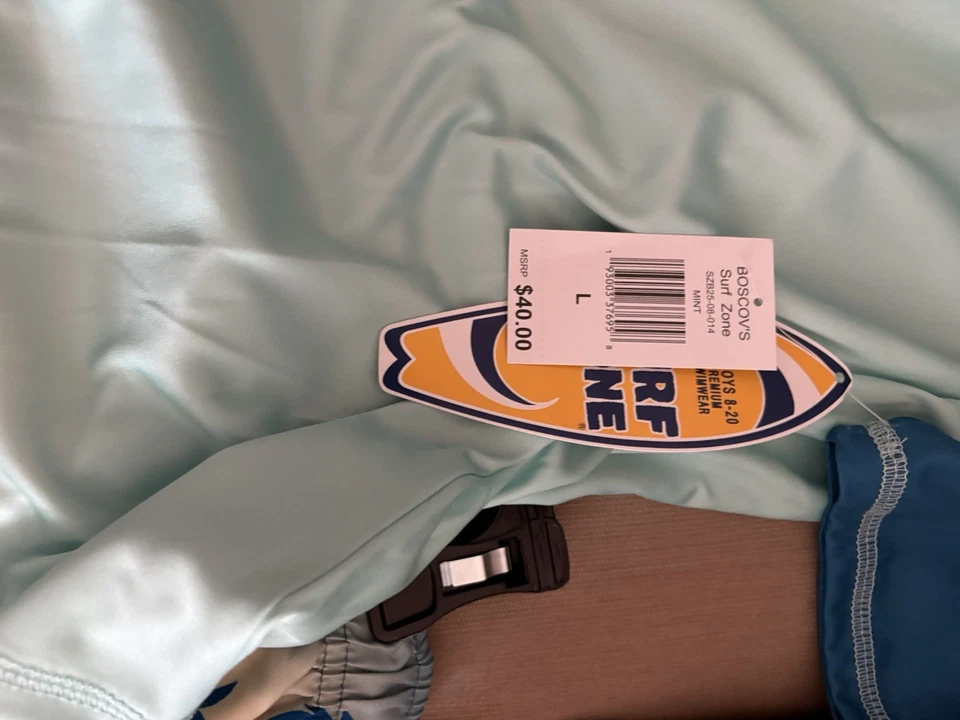 Juego de natación protector contra erupciones de 2 piezas Surf Zone para niños, azul y naranja, talla: grande (14/16) Foto 2 de 2