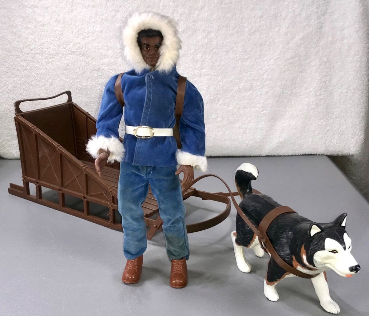 VTG 1970s Mattel Big Jim Big Jack & Arctic Rescue Dog Sled Action