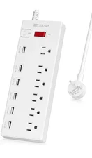 Power Strip, HITRENDS Surge Protector with 6 AC Outlets & 6 USB Charging Ports,