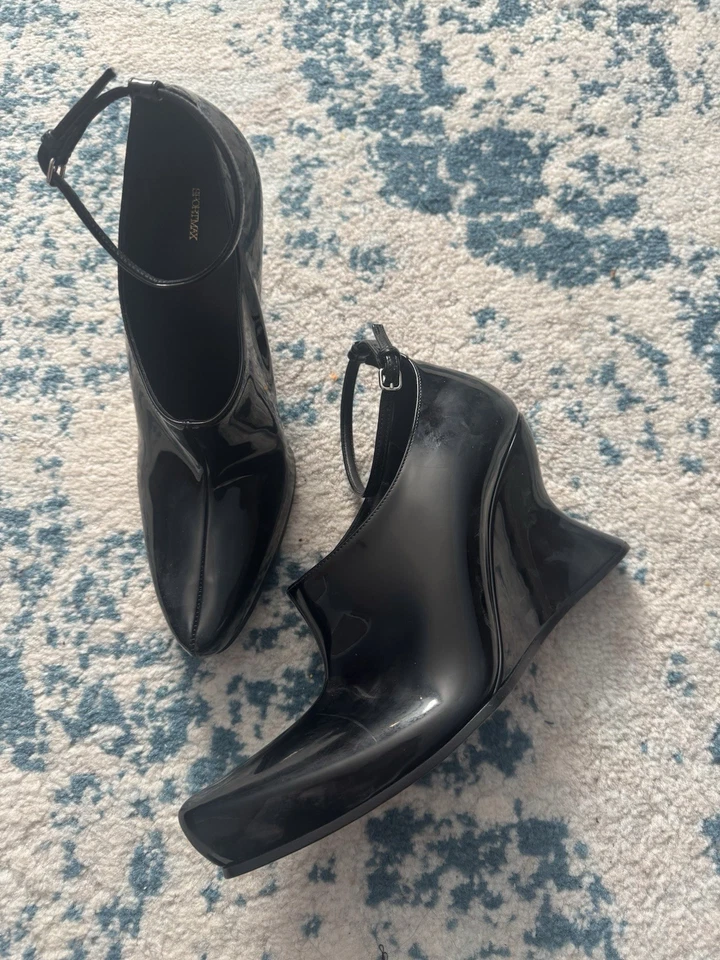 Sportmax женщин лодыжки надежном остроконечный носок лакированная кожа на танкетке каблук туфли размер 9 - Изображение 2 из 4