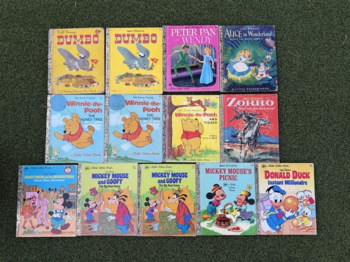 Vintage Disney Little Golden Books Lot Dumbo Winnie Pooh Mickey Mouse 1950s