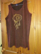 Wicked Dragon red acid wash Hippie Boho festival vest top dreamcatcher XXXL