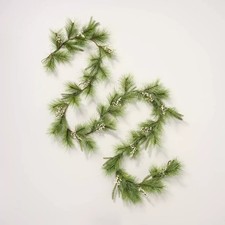 12' Faux Needle Pine  Snowberry Christmas Garland - Hearth  Hand with Magnolia