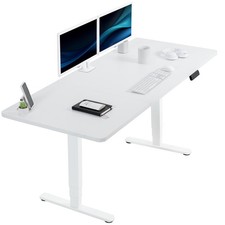 VIVO Electric 71” x 30” Stand Up Desk Workstation, White Table Top, White Frame