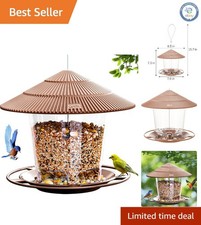 Elegant Brown Hanging Bird Feeder for Wild Birds - Easy to Refill  Clean