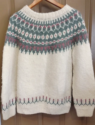 Kanata Cowichan Sweater Hand-knitted Sz M Made in Canada Vintage NICE