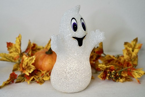 "Palomitas de maíz de plástico fundido vintage de Halloween decoración fantasma feliz iluminadas 10""" - Imagen 3 de 14