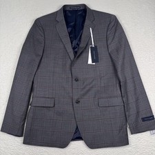 NWT Tommy Hilfiger Performance Blazer Mens 44 Long Gray Plaid Stretch Jacket