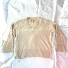 Autumn Cashmere Oversized V-Neck Beige Cashmere Sweater