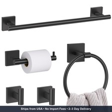 5 Pieces Bathroom Hardware Set Matte Black Towel Bar Set Includes 23.6 Towel Ba