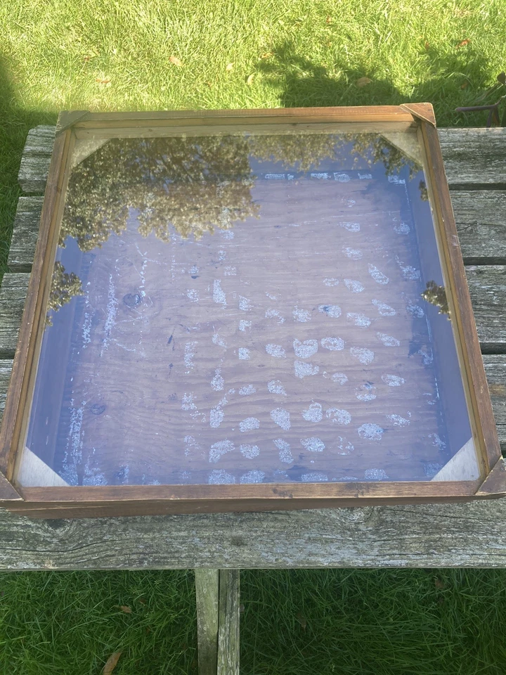 "Caja de exhibición/sombra vintage GRANDE de madera y vidrio 23""x23,5""x6""" Foto 3 de 4