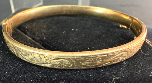 Vintage 9ct Rolled GOLD BANGLE BRACELET - Metal Core - 8.7 Grams TW - Picture 3 of 9