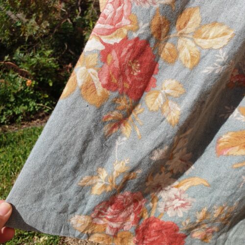 Vintage Ladies S Teal Floral Dress Folklore farm country tea sun linen? - Picture 18 of 24