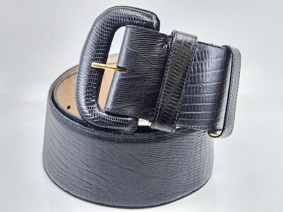 Donna Karan Leather Wide Belt MADE in ITALY Genuine Leather Deep Purple Vtg New Donna Karan Leather Wide Belt MADE in ITALY Genuine Leather  main image 4