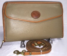 Vintage Dooney Bourke TAUPE Zip-Along Crossbody Wallet Purse Clutch 21088G